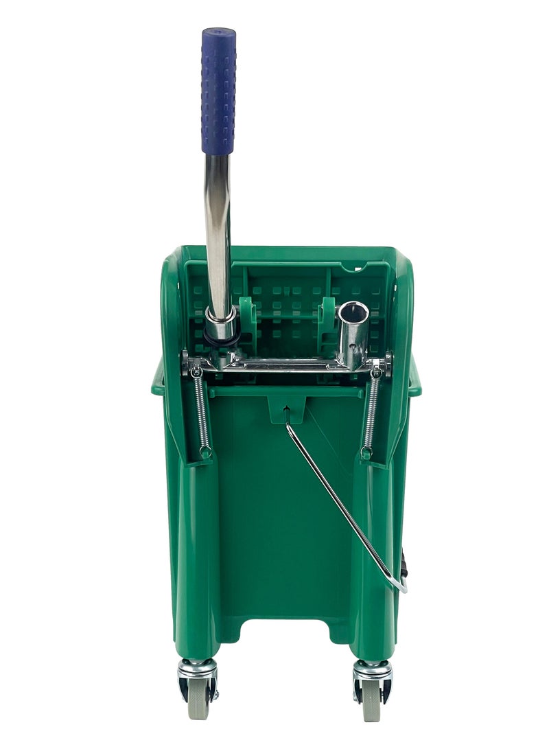 Mop Bucket & Wringer | 360-Degree Rotating Swivel Wheels | Double-Chambered | Suitable For Restaurants, Offices, Halls, Communal Spaces, Hotels, & Homes | 20 Liter Capacity | Green - Image 3