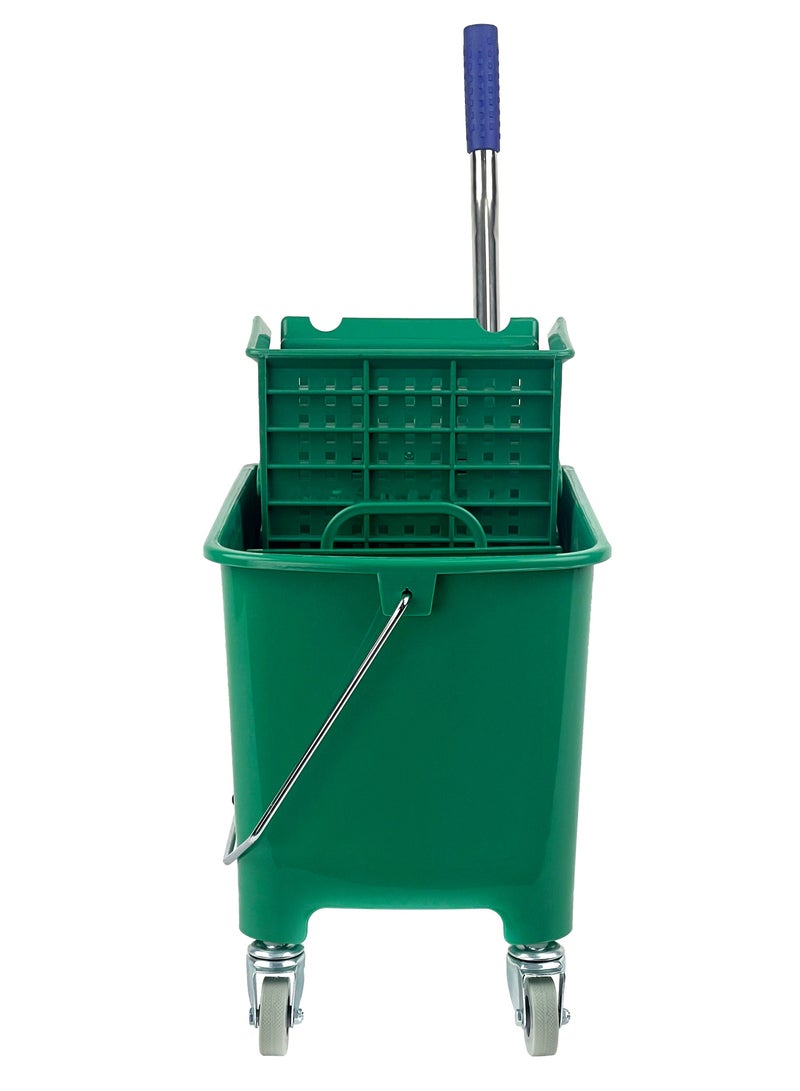 Mop Bucket & Wringer | 360-Degree Rotating Swivel Wheels | Double-Chambered | Suitable For Restaurants, Offices, Halls, Communal Spaces, Hotels, & Homes | 20 Liter Capacity | Green - Image 2