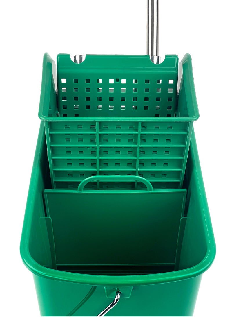 Mop Bucket & Wringer | 360-Degree Rotating Swivel Wheels | Double-Chambered | Suitable For Restaurants, Offices, Halls, Communal Spaces, Hotels, & Homes | 20 Liter Capacity | Green - Image 4