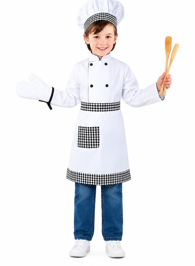 Toy Land Kids Chef Costume Set with Chef Hat and Oven Mitt – Cooking Roleplay Fancy Dress Outfit for Boys & Girls of age 12 to 13 years - Image 2
