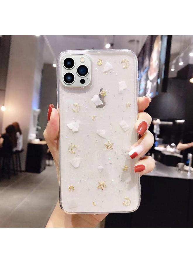 زبون جراب هاتف iPhone 13 مصنوع من مادة TPU الإيبوكسي اللامعة المصنوعة من صدفة القمر والنجمة - Image 1