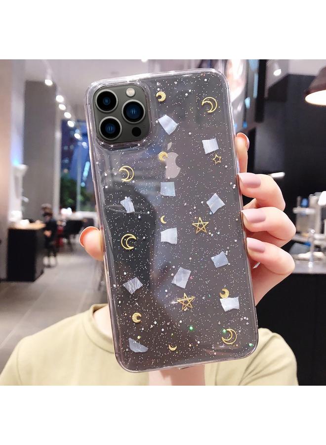 زبون جراب هاتف iPhone 13 مصنوع من مادة TPU الإيبوكسي اللامعة المصنوعة من صدفة القمر والنجمة - Image 3