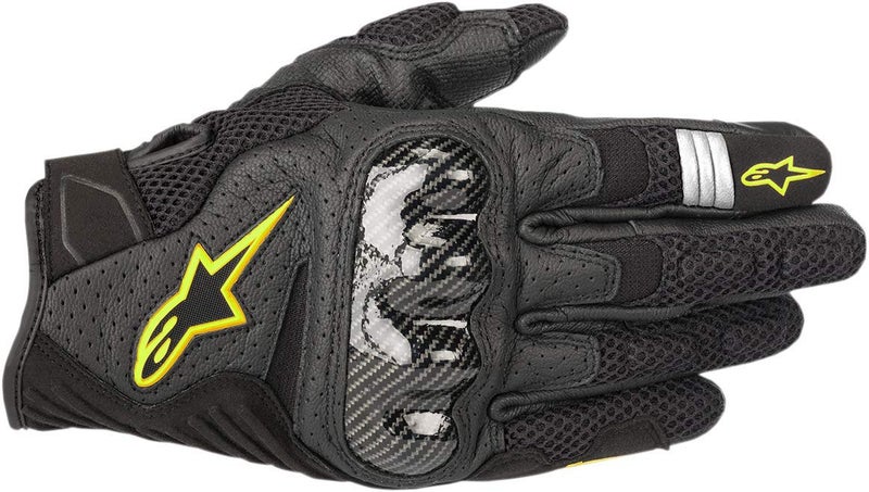 Alpinestars SMX-1 Air V2 Gloves, Short Cuff Fit, Leather and Mesh Construction, CE-Certified, Ergonomic Protection, Summer Riding Glove, 3XL, Black/Yellow Fluorescent - Image 1