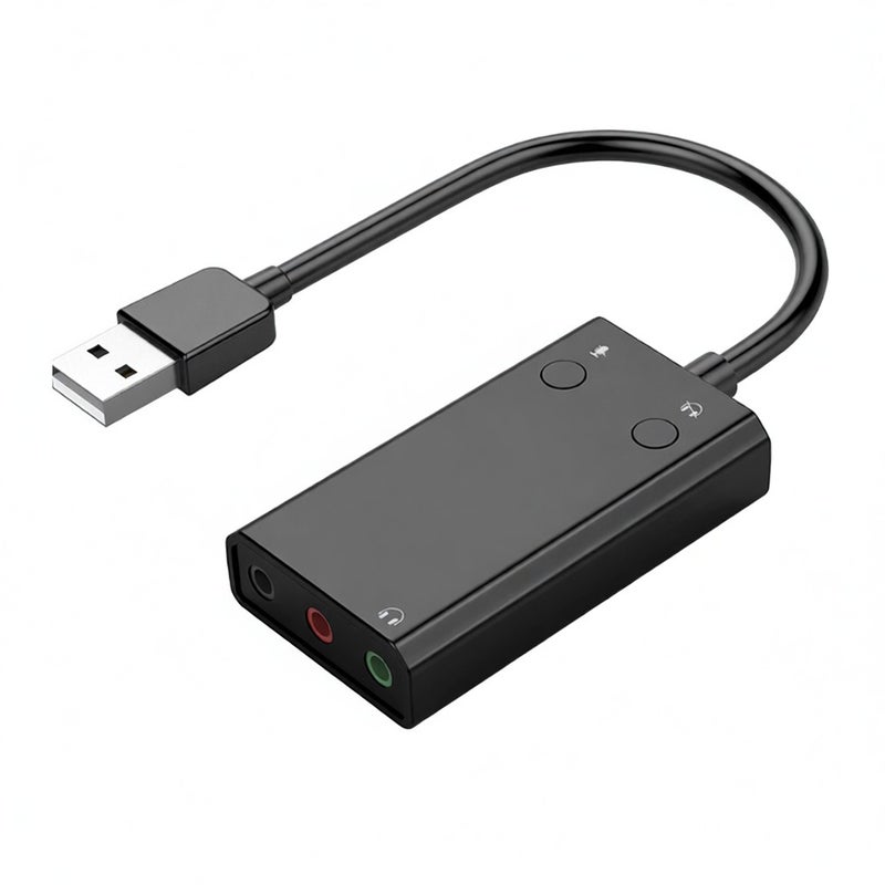 بطاقة صوت USB خارجية SC2 لسمعات الرأس المحول الصوتي لأجهزة الكمبيوتر المكتبي والأجهزة المحمولة قابل لتعديل مستوى الصوت بدون برنامج تعريفي توصيل واستخدام مباشر - Image 1