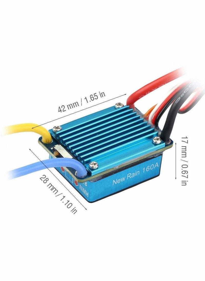 Excefore - RC Car 160A Brushed ESC Electric Speed Controller 3S 160A Waterproof ESC 5V 1A BEC for 1 12 RC Car Replacement Accessories RC Truck Buggy Short Course Truck Rock Crawler and Tank - Image 1