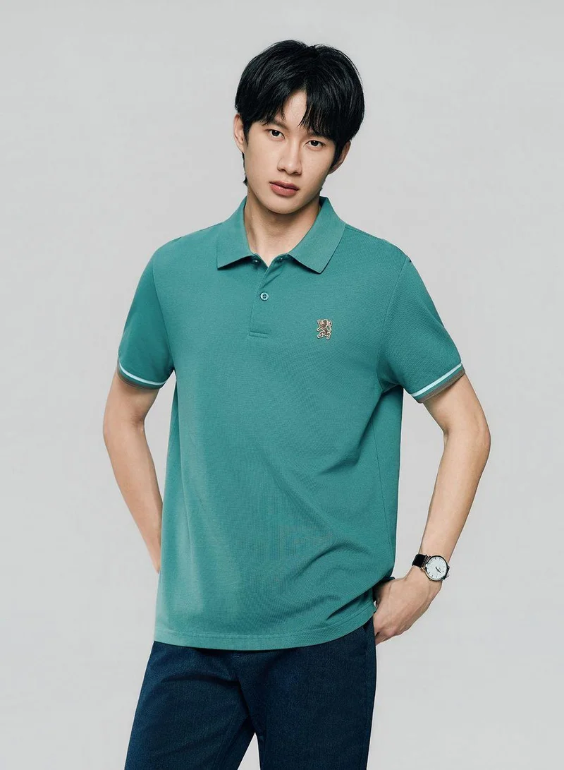 Men’s Cotton Slim Performance Polo with Small Lion Embroidery