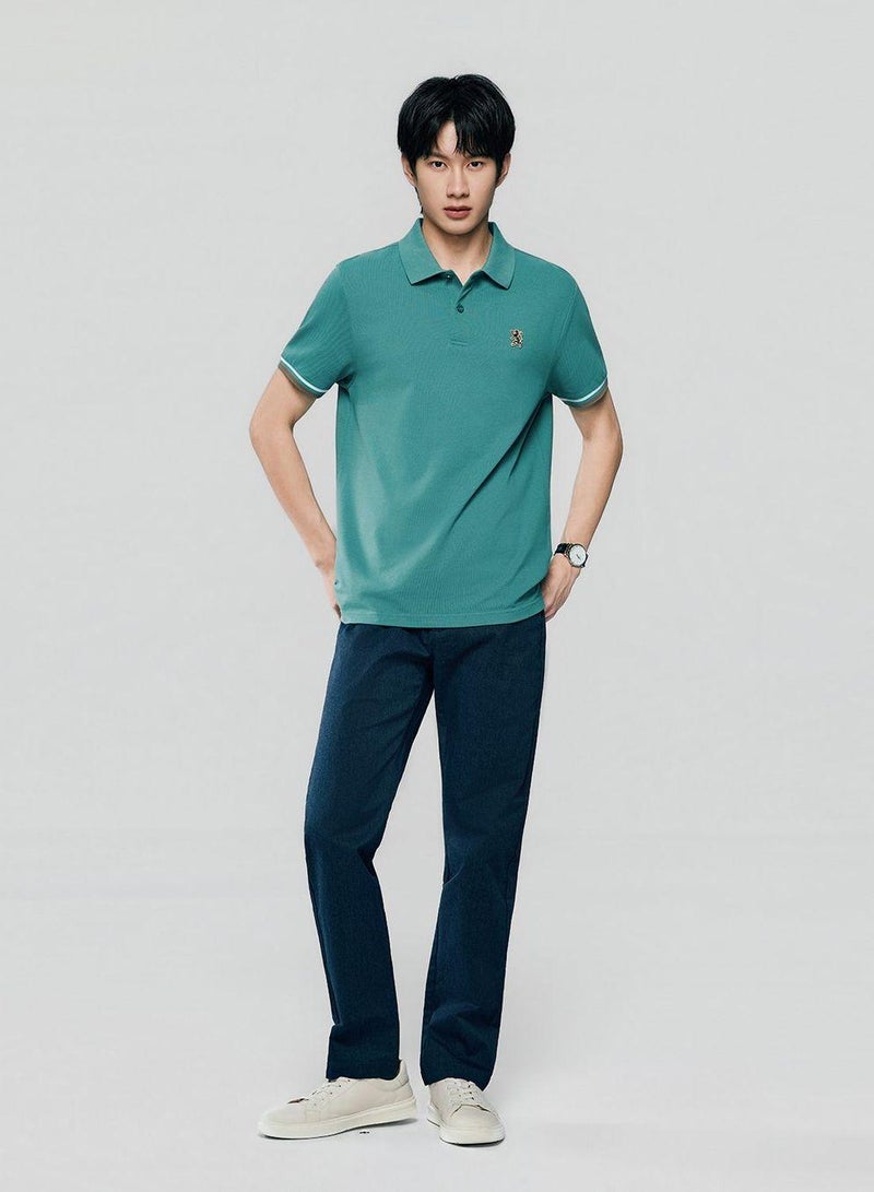 GIORDANO Men’s Cotton Slim Performance Polo with Small Lion Embroidery - Image 2