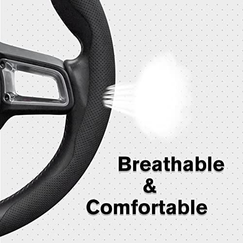 Amiss Nappa Leather Steering Wheel Cover, 2PCS Segmented Wheel Protector, Universal 99% Car Wheel Cover (Black) - Image 4