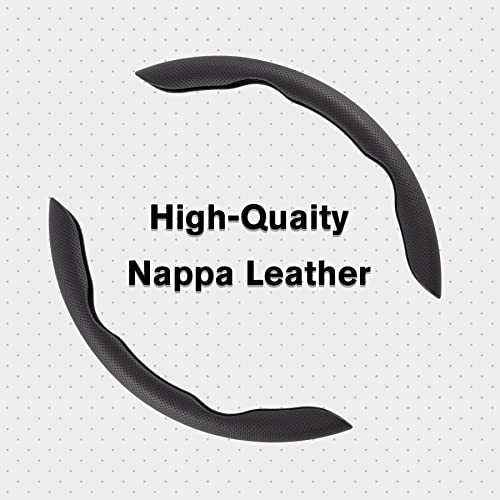 Amiss Nappa Leather Steering Wheel Cover, 2PCS Segmented Wheel Protector, Universal 99% Car Wheel Cover (Black) - Image 2