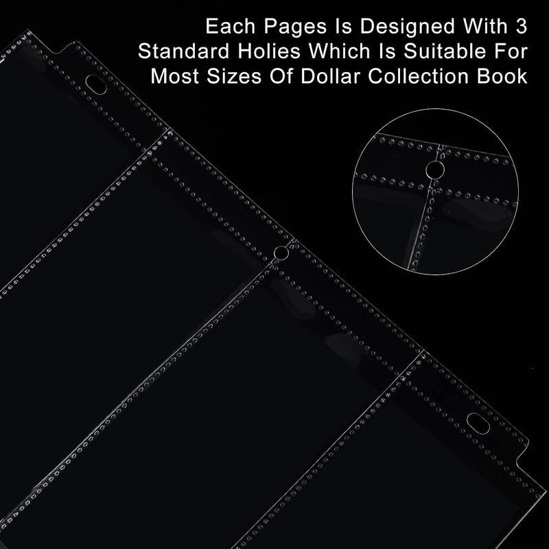 Chengu 4 Pocket Currency Sleeves for 3 Ring Binder Clear Currency Pages Dollar Bill Holders for Collection Binder Plastic Sheet Protectors for Bill Collectors Receipts Record Card Banknote(48 Pcs) - Image 4