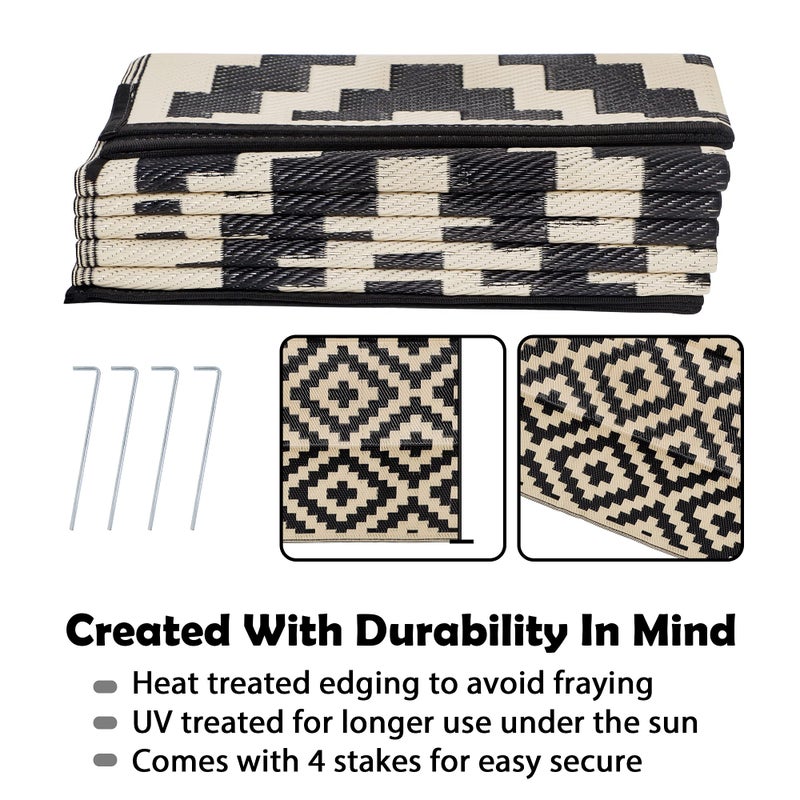 SAND MINE Waterproof Outdoor Rug 9x12 ft, Plastic Reversible Rug, Modern Area Rug, Large Floor Mat for Outdoors, RV, Patio, Backyard, Deck, Picnic, Beach, Camping - Image 3