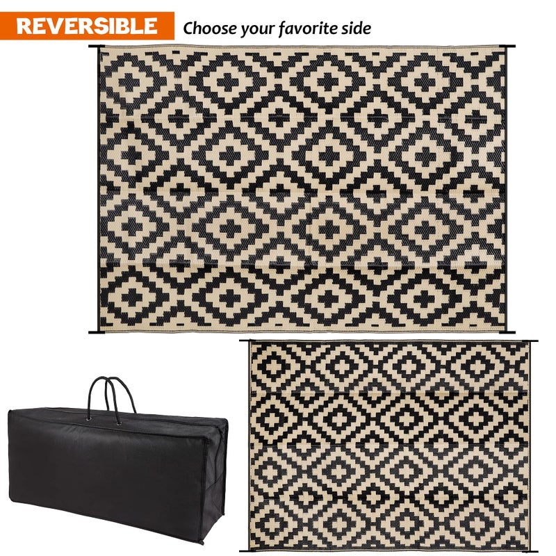 SAND MINE Waterproof Outdoor Rug 9x12 ft, Plastic Reversible Rug, Modern Area Rug, Large Floor Mat for Outdoors, RV, Patio, Backyard, Deck, Picnic, Beach, Camping - Image 4