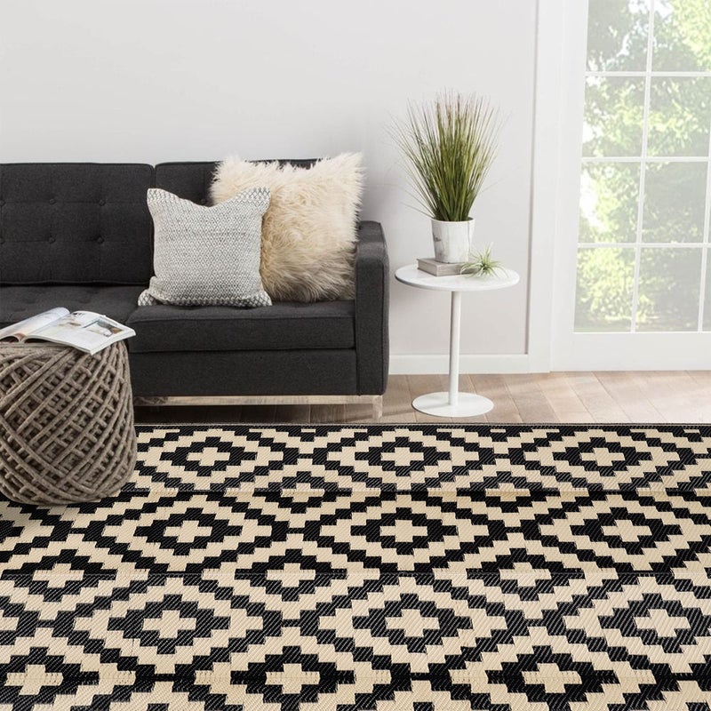 SAND MINE Waterproof Outdoor Rug 9x12 ft, Plastic Reversible Rug, Modern Area Rug, Large Floor Mat for Outdoors, RV, Patio, Backyard, Deck, Picnic, Beach, Camping - Image 5