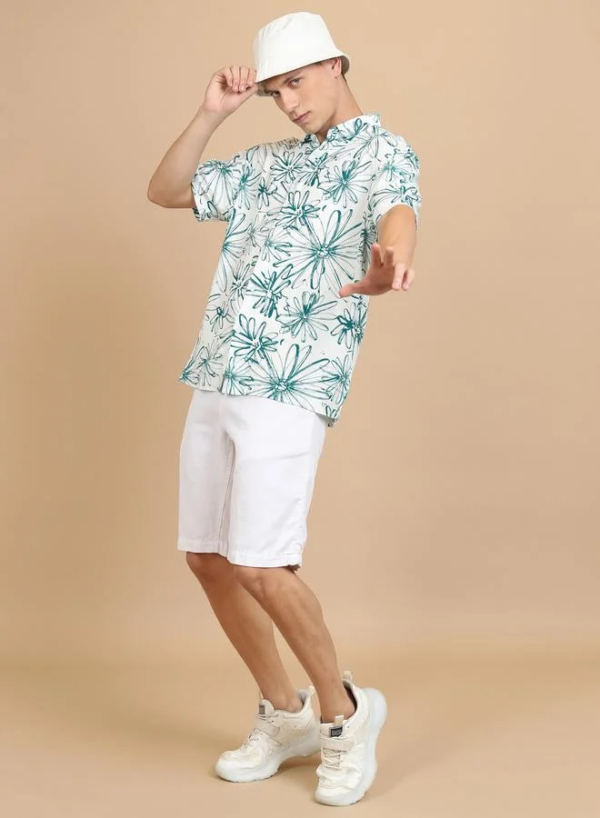 كيتش Slim Fit Floral Print Cotton Casual Shirt by Styli