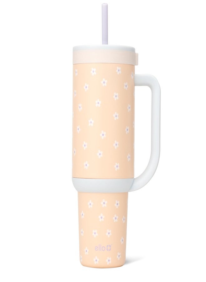 Ello Oasis 30 oz Tumbler with Handle & Retracting Straw | Reusable Insulated Stainless Steel Cup 100% Leakproof, Gifts for Teens Women Men | Keeps cold for 24 Hours, Cup Holder Friendly, Daisies - Image 1