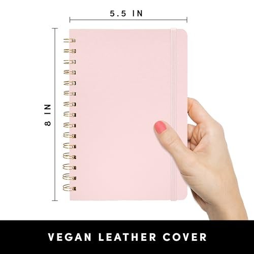 PAPERAGE Graph Paper Spiral Notebook & Journal, (Blush), 160 Pages, Medium 5.5 inches x 8 inches - 100 GSM Thick Graphing Paper, Hardcover, Double-Wire Grid Spiral Notebook - Image 2