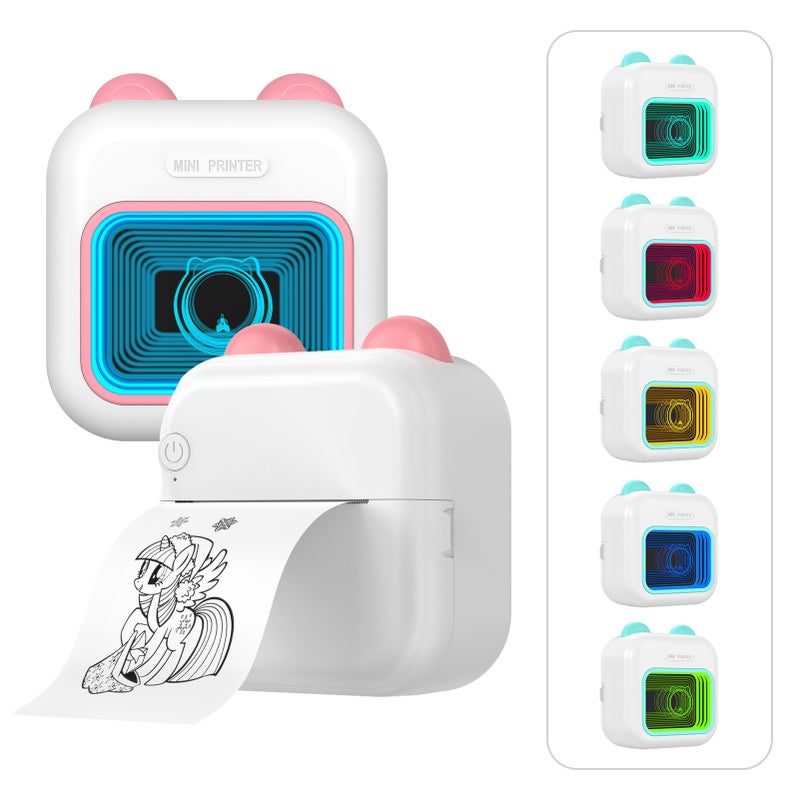 Mini Pocket Thermal Instant Photo Printer 7-Color LED Light Label Maker Machine BT Wireless Connect Compatible with Android or iOS APP Support Receipt Label Memo Sticker Notes Lists Scrapbook DIY - Image 4