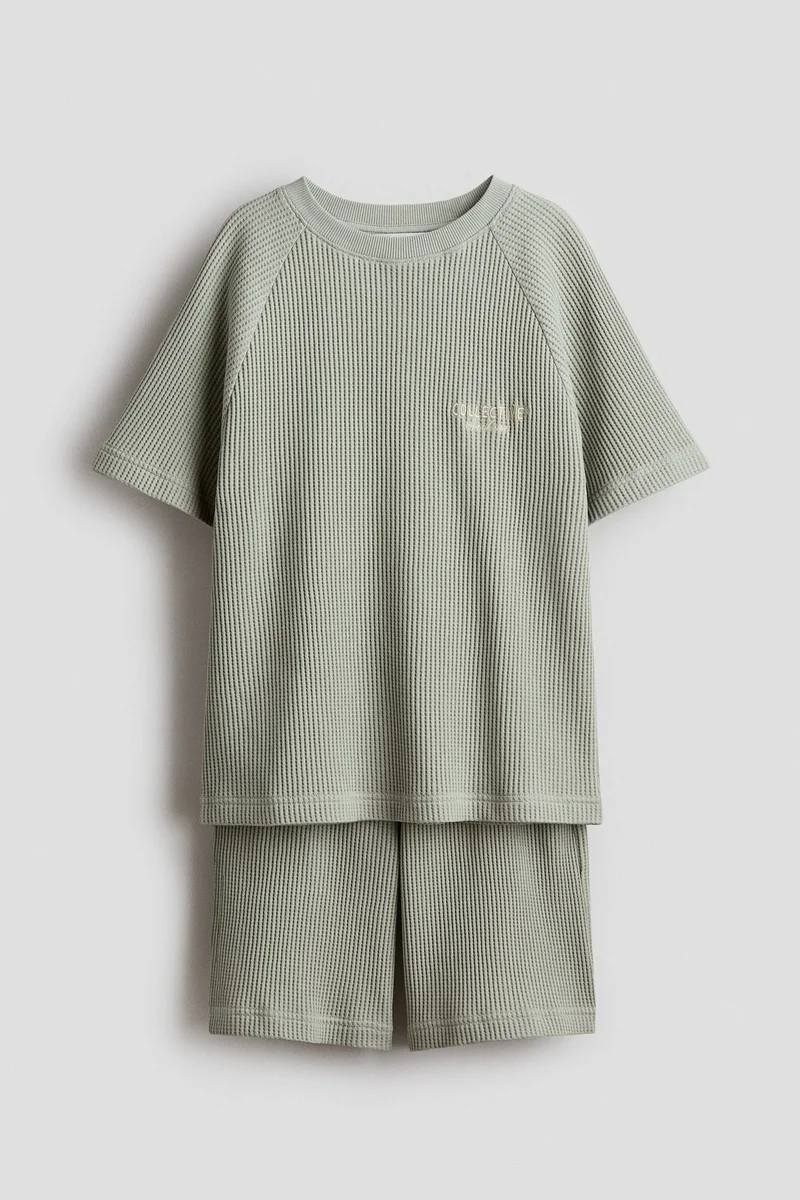 H&M 2-piece waffled jersey set