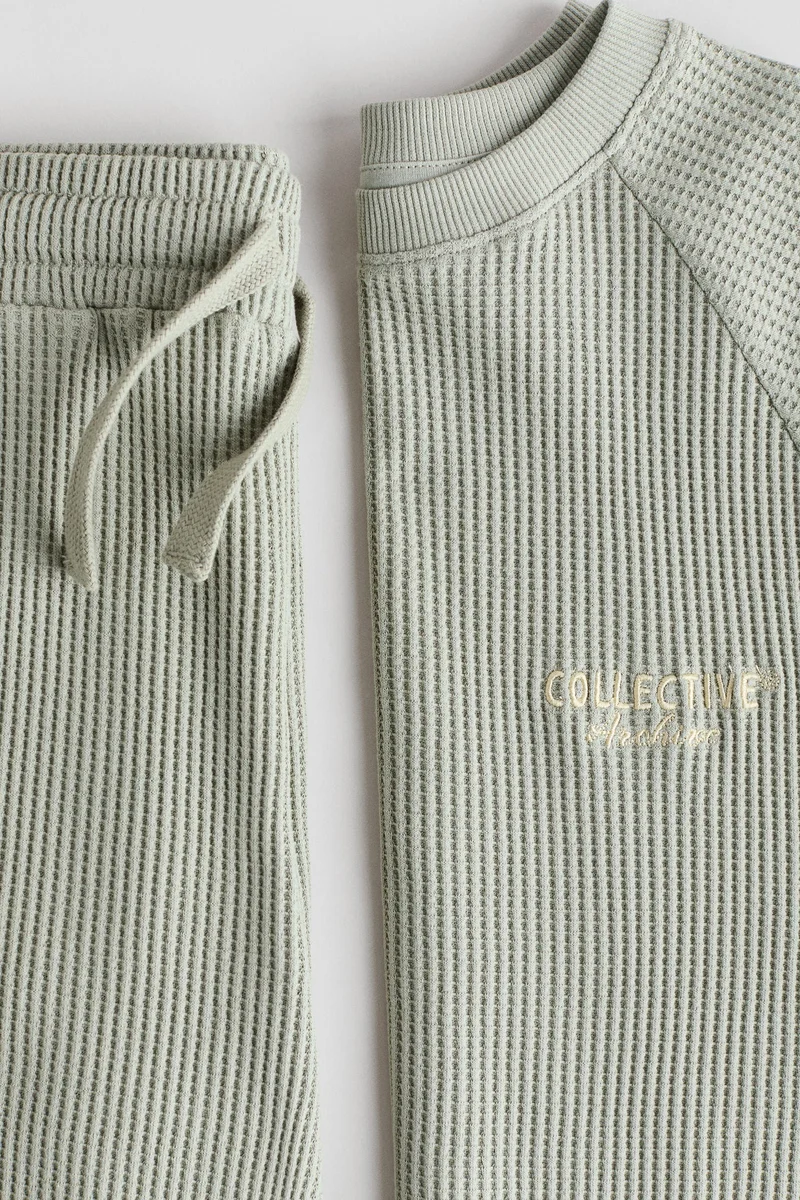 H&M 2-piece waffled jersey set