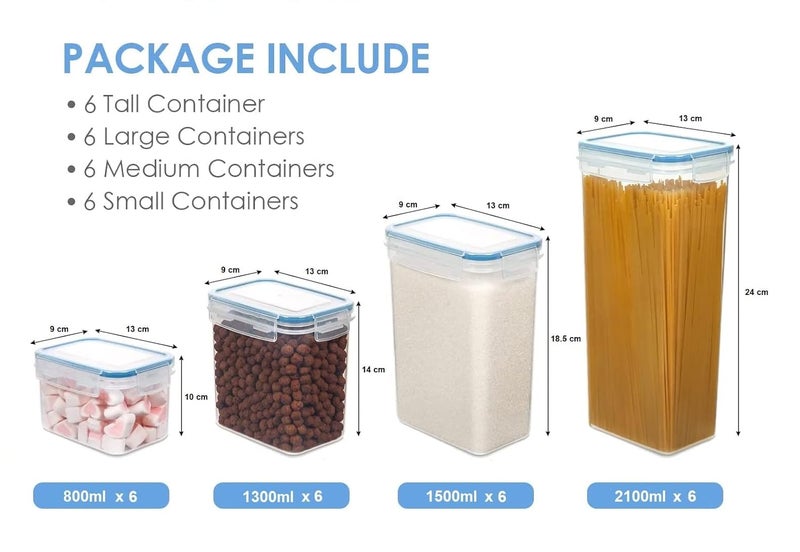 ENTITY Plastic Airtight Food Storage Containers Set With Lids, Bpa Free Kitchen Canisters For Cereal, Rice, Flour&Oats For Kitchen And Pantry Organization (Pack Of 24),Transparent - Image 2