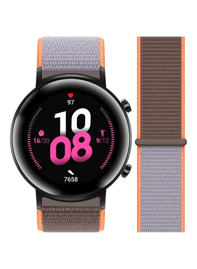 Perfii Replacement Band For Huawei Watch GT 2 42mm Brown/Vitamin Orange - Image 2