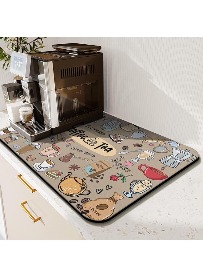 Bluejw Cross-border Coffee Series Kitchen Drain Mat Water Absorbent Quick-drying Tableware Mat Bar Counter Heat Insulation Mat Coffee Machine Drain Mat  - Image 3