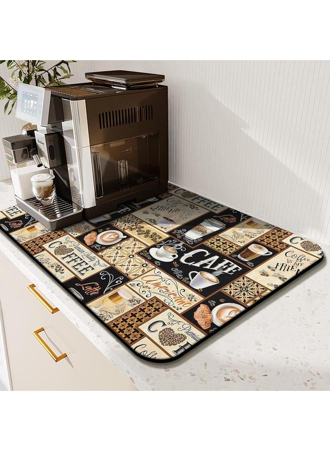 Bluejw Cross-border Coffee Series Kitchen Drain Mat Water Absorbent Quick-drying Tableware Mat Bar Counter Heat Insulation Mat Coffee Machine Drain Mat  - Image 2