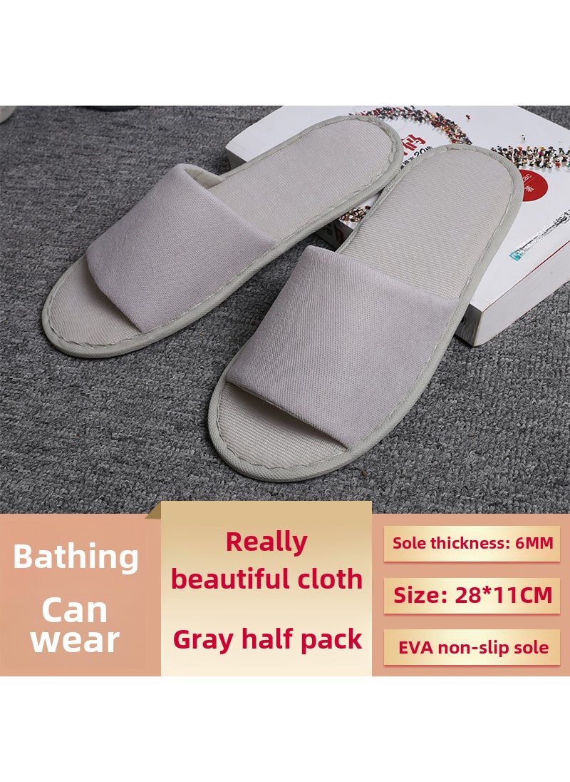 Generic - Star hotel disposable slippers special hotel B  B beauty salon disposable slippers wholesale non-slip LOGO[70% Home Choice] 6mm True Beauty Cloth Non-slip Half Pack Bead Bottom-Light Grey [70% Home Choice] 6mm True Beauty Cloth Non-slip Half Pack Bead Bottom-Light Grey - Image 1