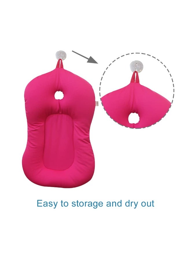 KAKIBLIN Baby Bath Mat, KAKIBLIN Baby Bathtub Baby Bath Cushion Soft Anti-Slip Bath Pad 0-6 Month Infant Bath Pillow, Pink - Image 4