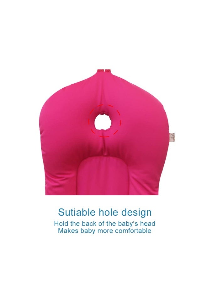 KAKIBLIN Baby Bath Mat, KAKIBLIN Baby Bathtub Baby Bath Cushion Soft Anti-Slip Bath Pad 0-6 Month Infant Bath Pillow, Pink - Image 3