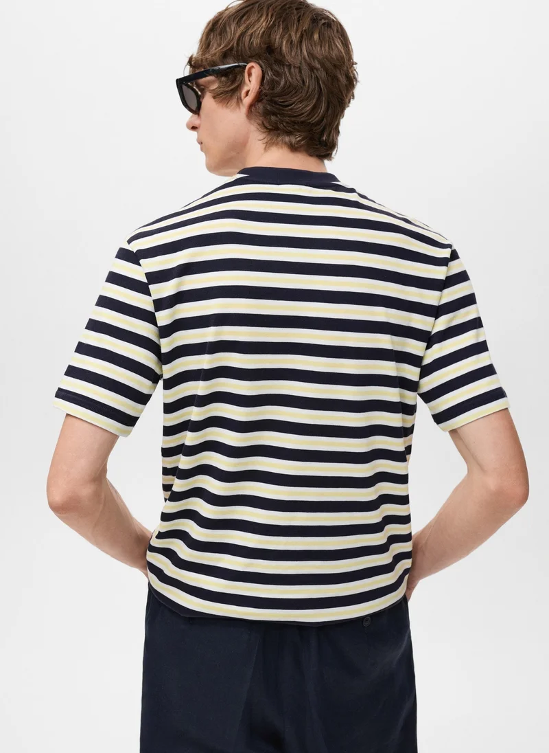 Mango Man 100% cotton regular-fit striped t-shirt