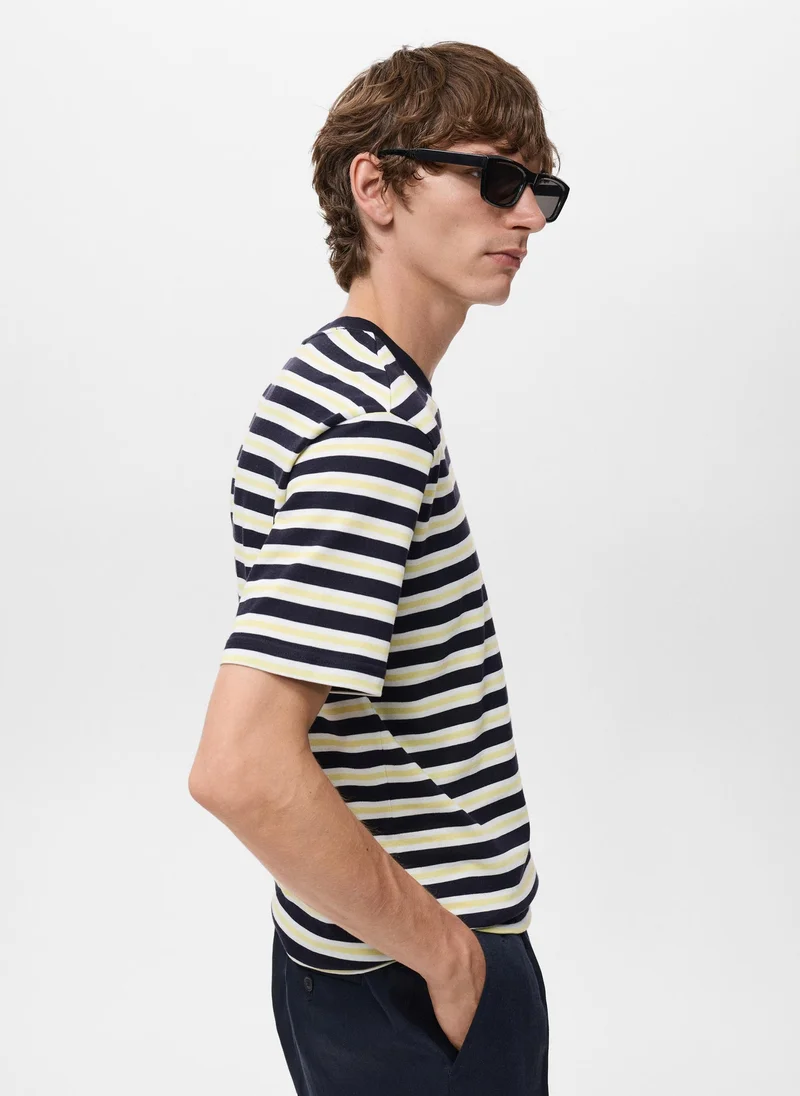 Mango Man 100% cotton regular-fit striped t-shirt