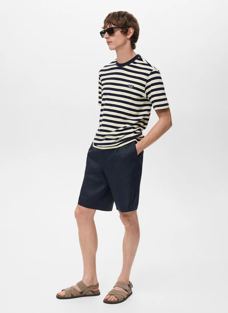 Mango Man 100% cotton regular-fit striped t-shirt