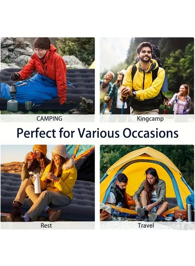 Kingcamp Queen 4 Person Inflatable Air Mattress Portable Rectangular Camping Sleeping Pad Blue 80 By 60 By 9 Inches Durable Pvc No Electricity Needed Lightweight Easy Setup For Home Outdoor Beach Travel Parties Gifts Compact Design Camping Essentials - Image 4