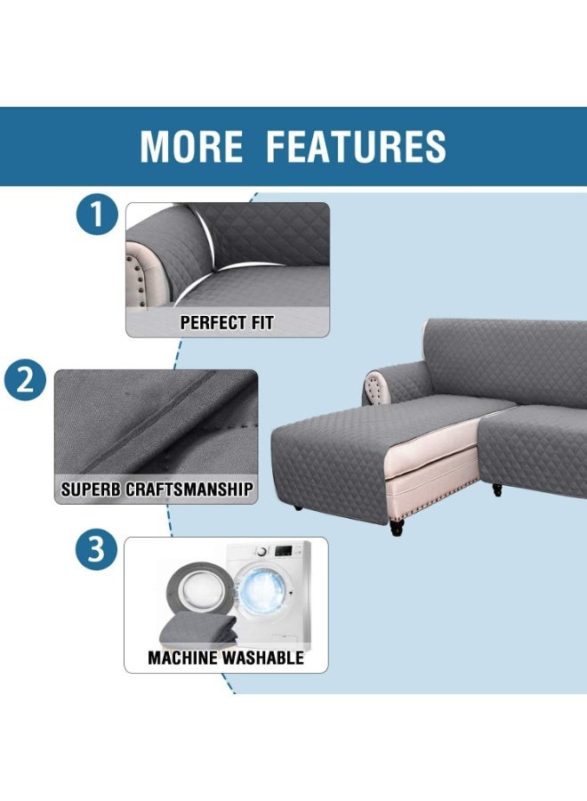SFENG American style all season waterproof pet sofa cushion, thickened, wear-resistant, anti slip, noble concubine sofa cushion, sofa cover, Sofa Covers L Shape Couch Covers for Reversible Sectional Sofa Chaise Lounge Sofa Cover Slipcovers Furniture Protector for Dogs Pets, Non Slip with Straps (Grey,Large) - Image 4