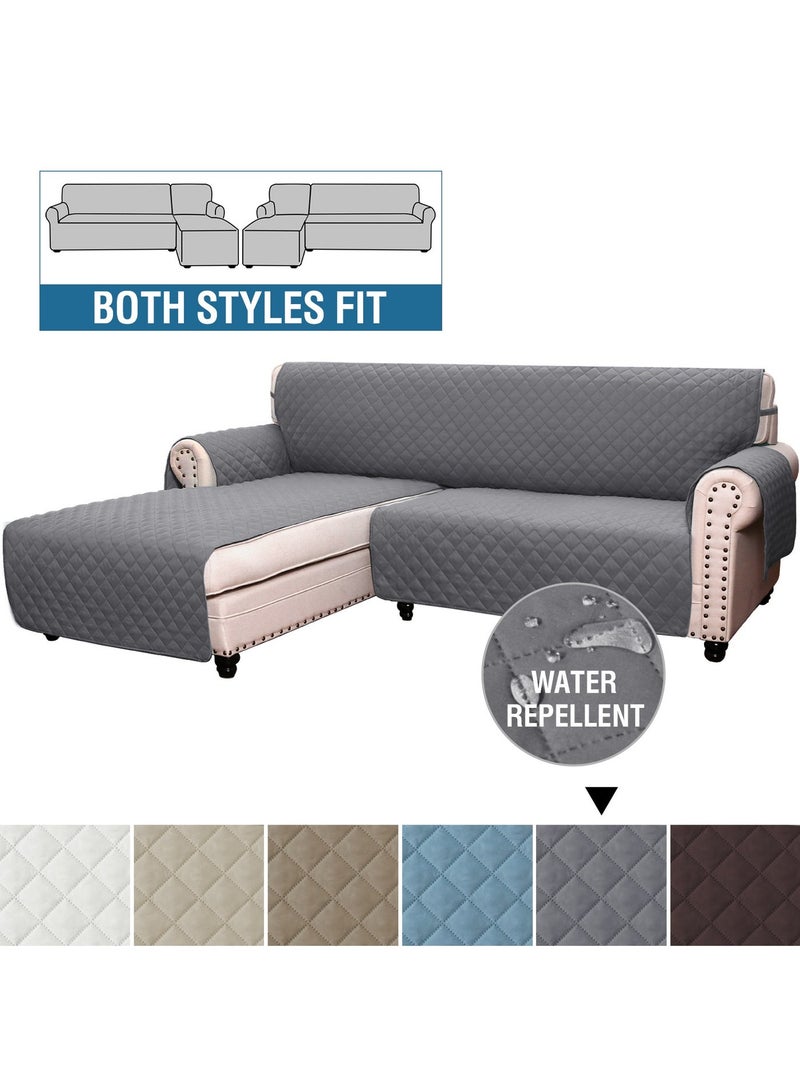 SFENG American style all season waterproof pet sofa cushion, thickened, wear-resistant, anti slip, noble concubine sofa cushion, sofa cover, Sofa Covers L Shape Couch Covers for Reversible Sectional Sofa Chaise Lounge Sofa Cover Slipcovers Furniture Protector for Dogs Pets, Non Slip with Straps (Grey,Large) - Image 1