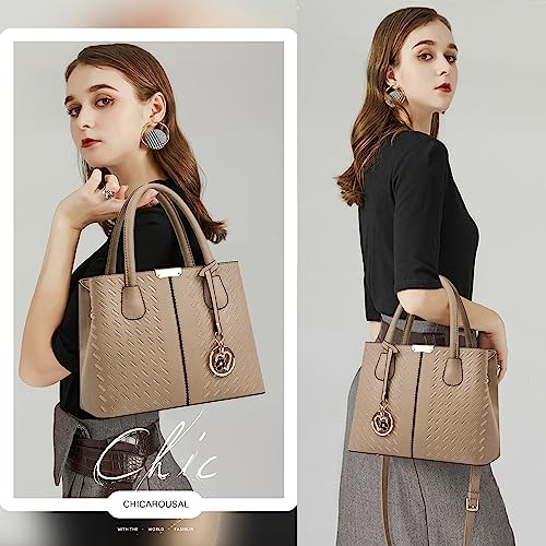 CHICAROUSAL Purses and Handbags for Women Leather Crossbody Bags Women's Tote Shoulder Bag (Xiuhua Khaki) - Image 2