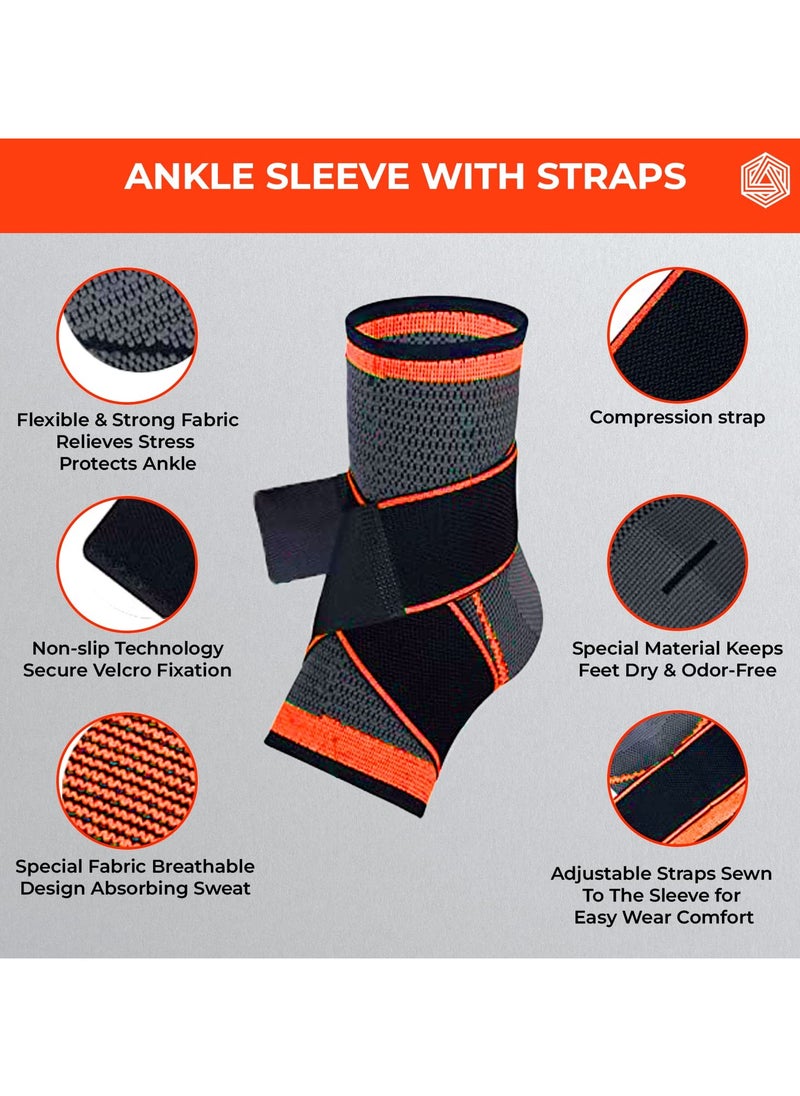 Ankle Support Brace – Compression Strap for Pain Relief & Injury Recovery – Adjustable, Free Size