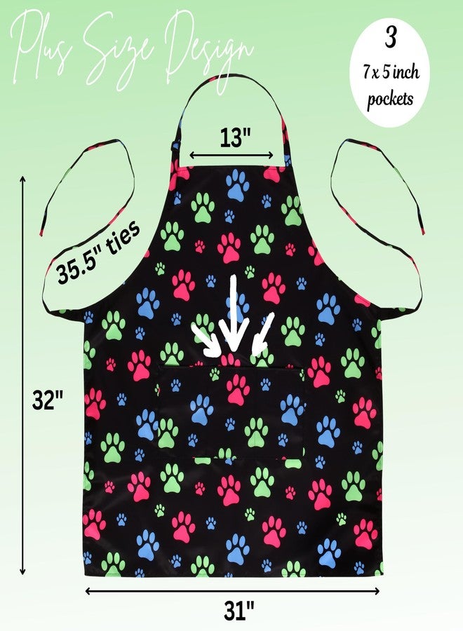 Plum Hill Plus Size Waterproof Dog Grooming Apron, Groomer Aprons, Smocks for Women, XL Cute Paw Prints - Image 3