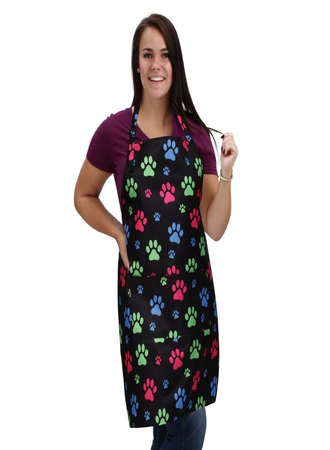 Plum Hill Plus Size Waterproof Dog Grooming Apron, Groomer Aprons, Smocks for Women, XL Cute Paw Prints - Image 1