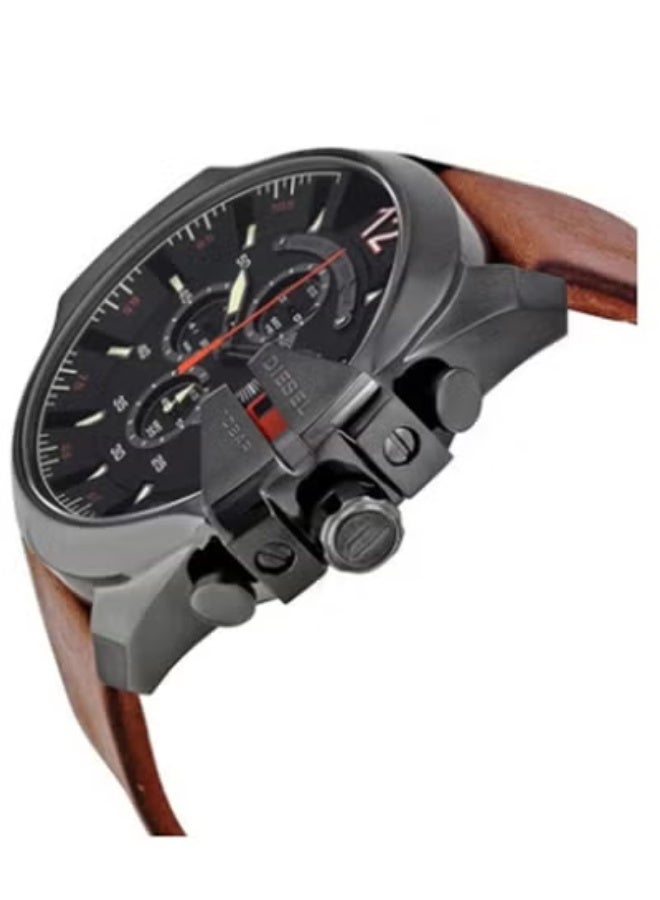 DIESEL KID Men's Mega Chief Round Shape Leather Band Chronograph Wrist Watch 51 mm - Brown - DZ4343 - Image 3