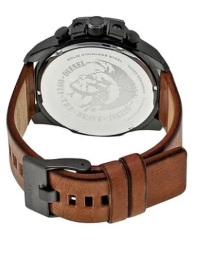DIESEL KID Men's Mega Chief Round Shape Leather Band Chronograph Wrist Watch 51 mm - Brown - DZ4343 - Image 2