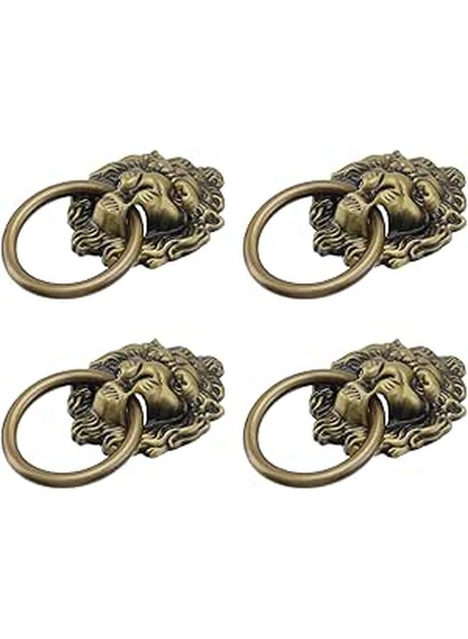 4 Antique Lion Head Cabinet Pull Rings Alloy Bronze Drawer Handles Hardware - Image 1