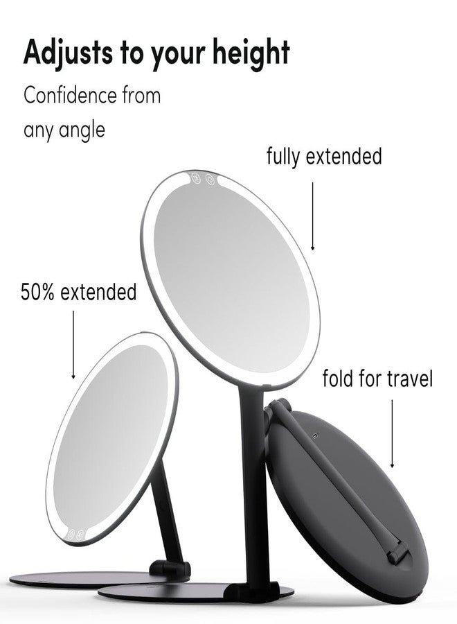 Fancii Abigail Rechargeable Travel Makeup Mirror with LED Light, 8" Foldable Stand, 3 Color Lighting Travel Mirror. Dimmable & Lightweight Portable Vanity Mirror, Beauty Travel Essential (Black) - Image 2