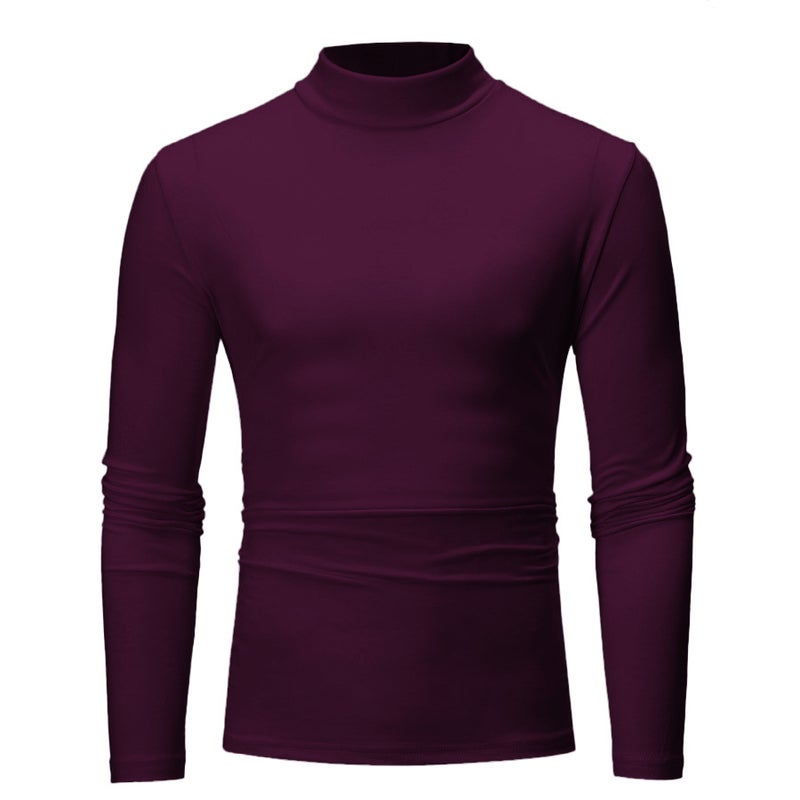 Cross-border 2022 autumn and winter foreign trade plus size men's t-shirt european size fashion half turtleneck fleece long sleeve top bottoming shirt - Image 5
