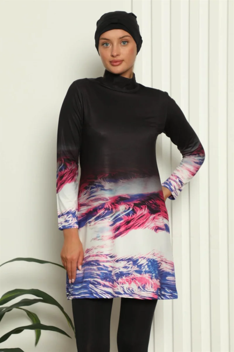 اكبينيز Full Hijab Digital Patterned Swimsuit 31042