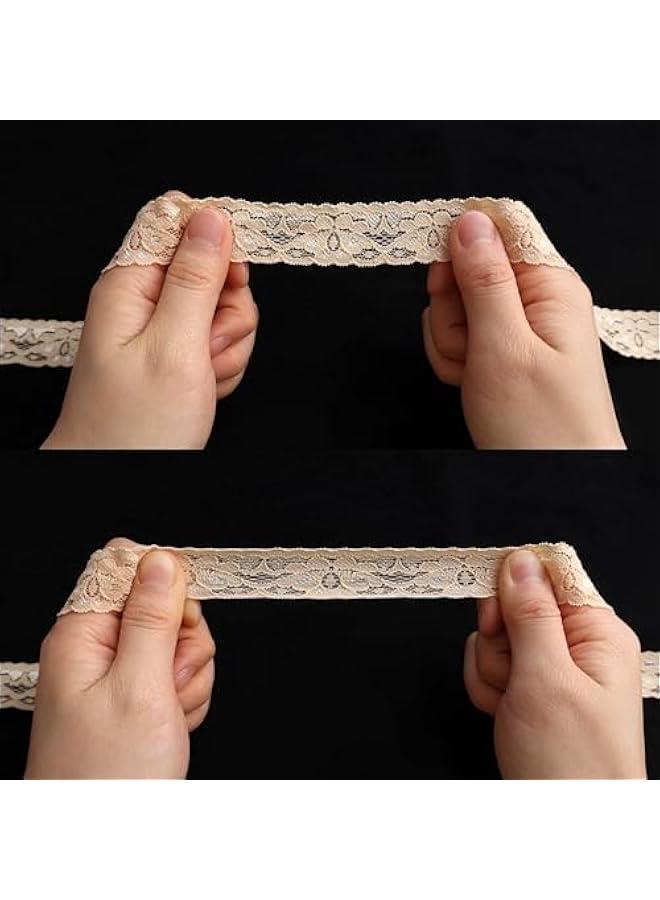 Arabest Beige Lace Ribbon Elastic lace Fabric 1 Wide x 28 Yards Vintage Pattern Lace Ribbon for Crafts Gift Wrapping Flower Design Sewing - Image 3
