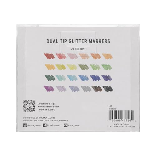 Brea Reese: Dual Tip Markers - Glitter 12ct - 24 Sparkling Colors, Professional Quality, Water-Based Ink, Adults Art Supplies, Crafts & Scrapbooking - Image 2