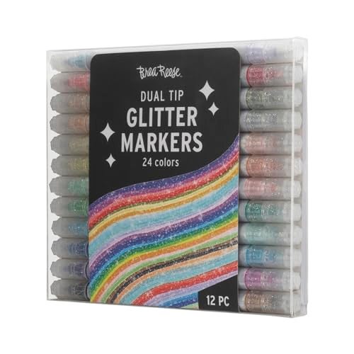 Brea Reese: Dual Tip Markers - Glitter 12ct - 24 Sparkling Colors, Professional Quality, Water-Based Ink, Adults Art Supplies, Crafts & Scrapbooking - Image 4