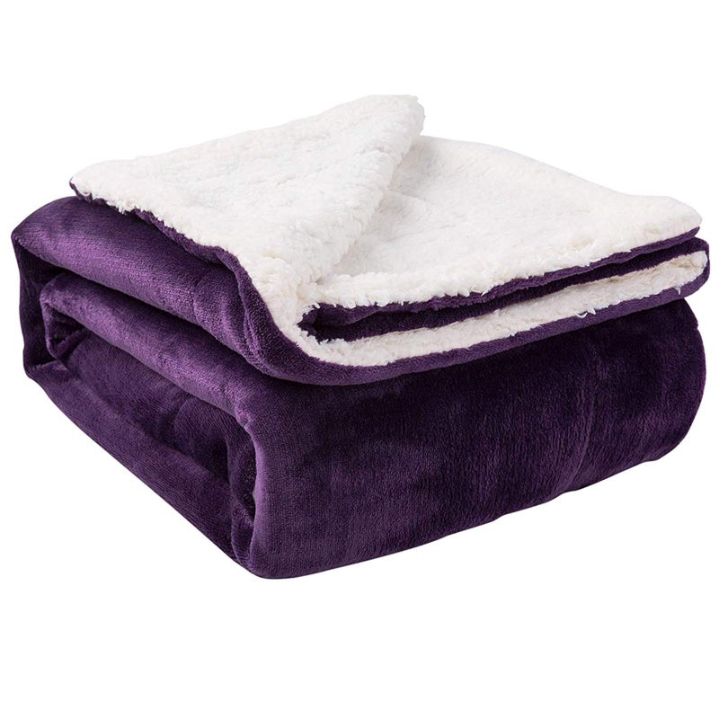 نانبايبر Nanpiper Sherpa بطانية Super Super Fuzzy Flannel Fleece/Wool مثل مخملية عكسية أفخم الأريكة بطانية خفيفة الوزن دافئ لفصل الشتاء (الحجم 50 "" x60 "الأرجواني) - Image 1